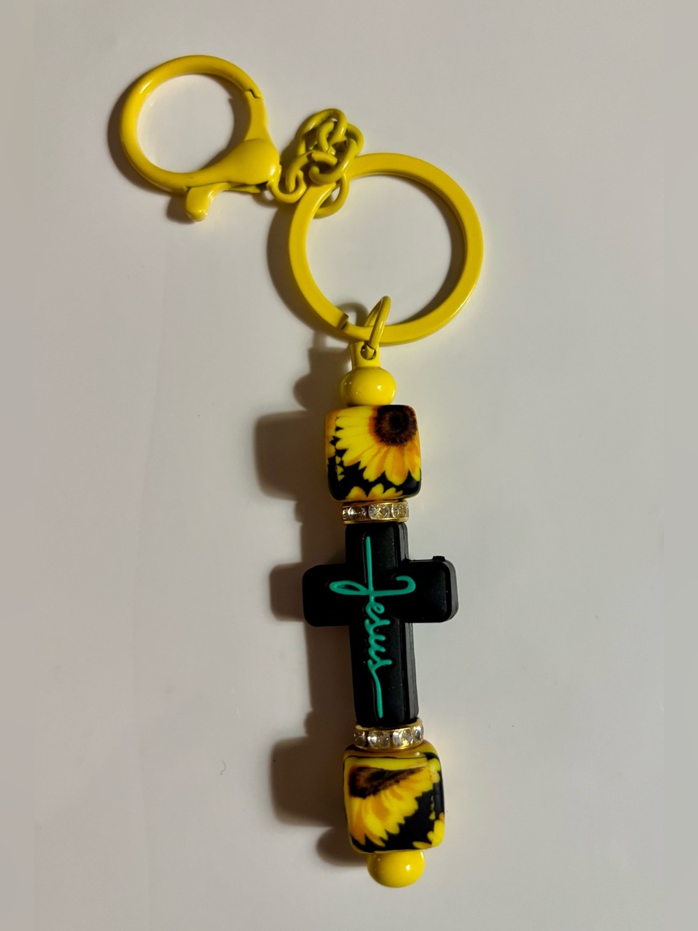 NIP Yellow Sunflower Cross Key Ring